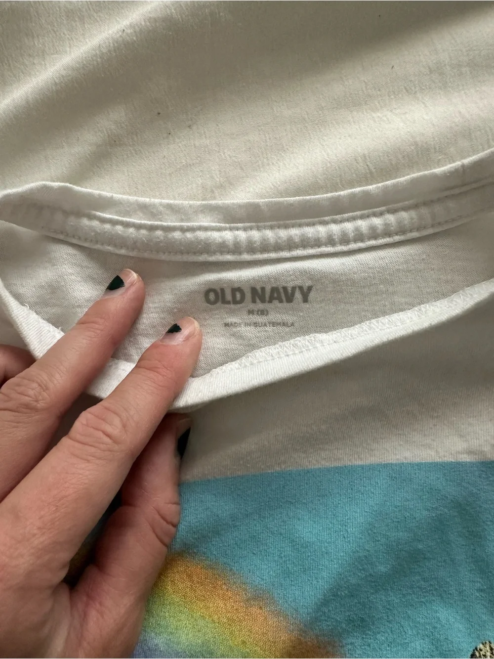 Old Navy Kids Medium Seek Adventure Mountain Rainbow Graphic Tee White